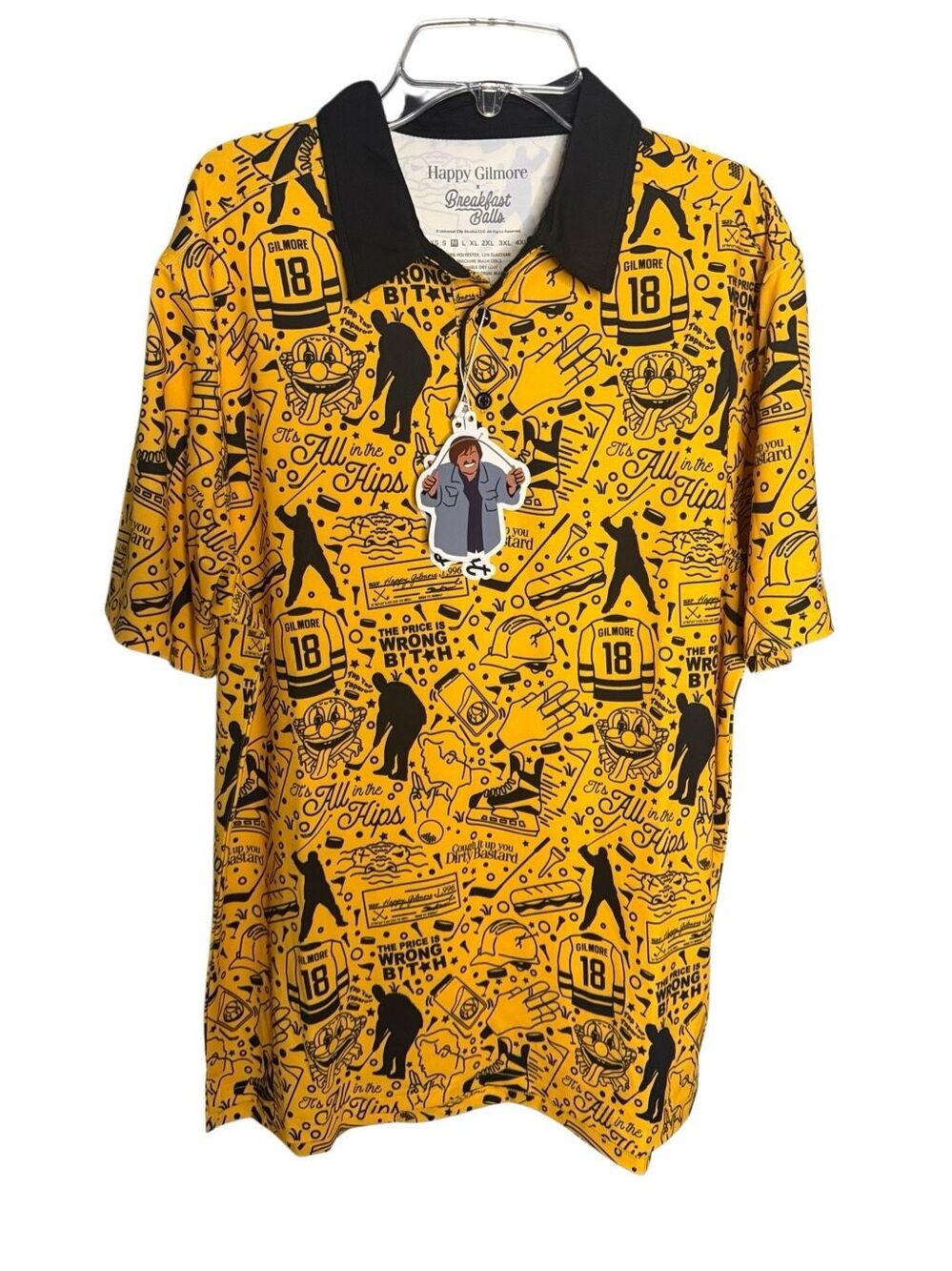 NWT Breakfast Balls Happy Gilmore "Just Tap It In"  All-Day Polo Golf Medium